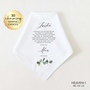 Memorial Wedding Gift, Memorial Handkerchief for Groom on Wedding Day, In Loving Memory of Deceased Parents, Grandparents, Lost Loved Ones