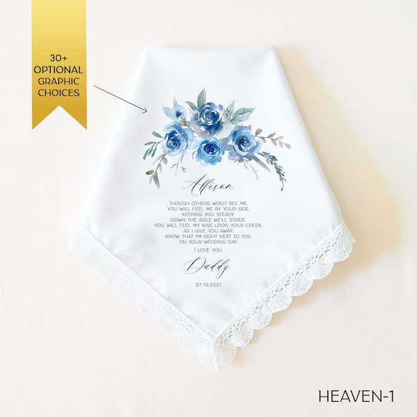 Memorial Wedding Gift, Memorial Wedding Handkerchief for Bride on Wedding Day from Deceased Parent, Grandparent, Remembering Lost Loved One