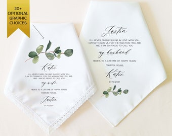 CUSTOM MESSAGE Groom Gift from Bride on Wedding Day, Wedding Handkerchief Gift for Groom, for Bride, Wedding Gift for Husband, for Wife