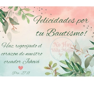 JW Tarjeta para Bautismo Tarjeta Imprimible, Tarjeta de Descarga Digital Hermanas Hermanas Español Español