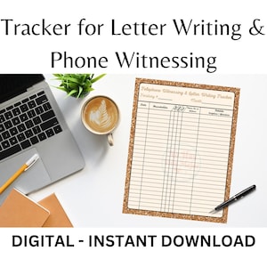 JW Telephone Witnessing & Letter Writing Tracker | Digital Download | JW Gift | English