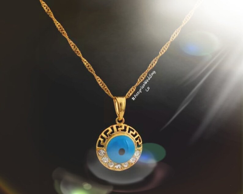 Gold Plated Evil Eye Pendant Necklace Etsy