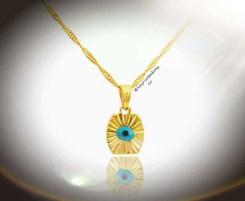 Gold Plated Evil Eye Pendant Necklace Etsy