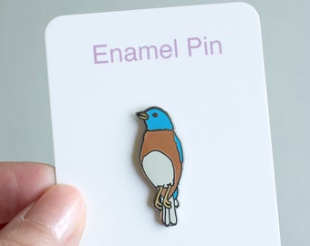 Western bluebird hard enamel pin