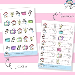 Stickers huishoudelijke rekeningen verschuldigde planner - sticker betalen factuur - energierekening, elektriciteit, water, creditcard, betalingsherinneringsstickers (MMI069)