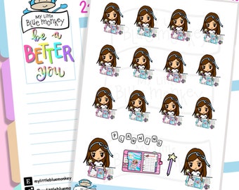 Pegatinas de planificación de la hora de la chica kawaii - Pegatinas decorativas para planificadores, pegatinas para planificadores (TALA002)