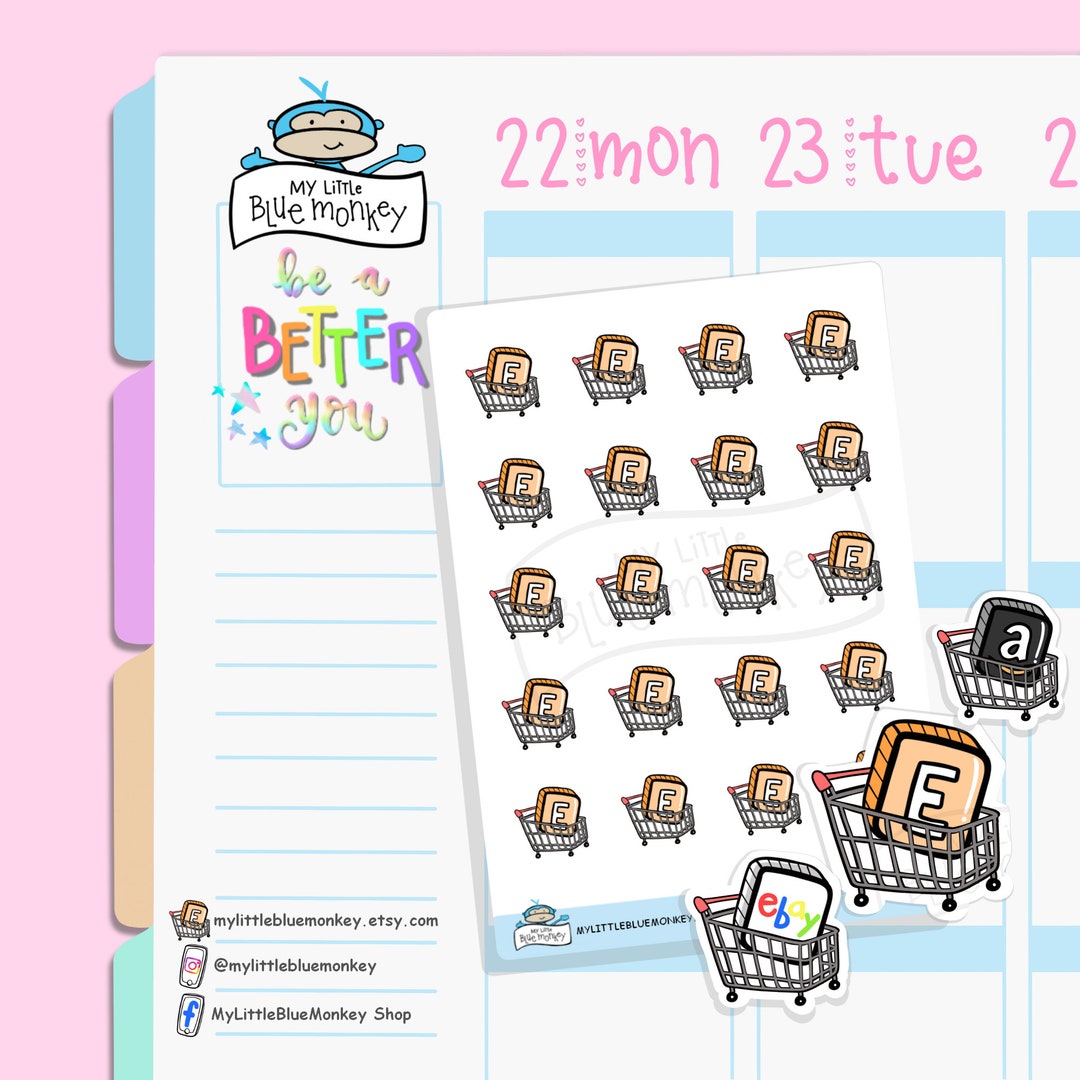 Online Shopping Cart Doodle Icon Stickers Online Shopping Etsy