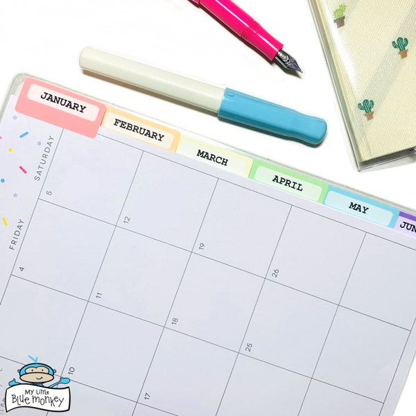 Monthly Planner Tabs Sticker - Monthly Tabs, Planner Stickers, Life Planner Section Monthly Tabs, ECLP Stickers Happy Planner (MMI059)