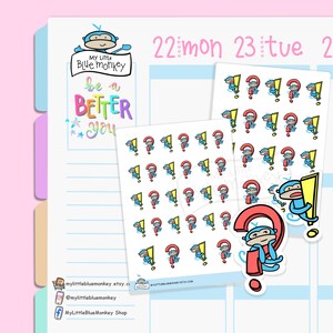 Adesivi con segni di punteggiatura Blue Monkey - Adesivi promemoria importanti, Adesivi con punti interrogativi - Adesivi per planner - Decorazione per planner (MBM029)