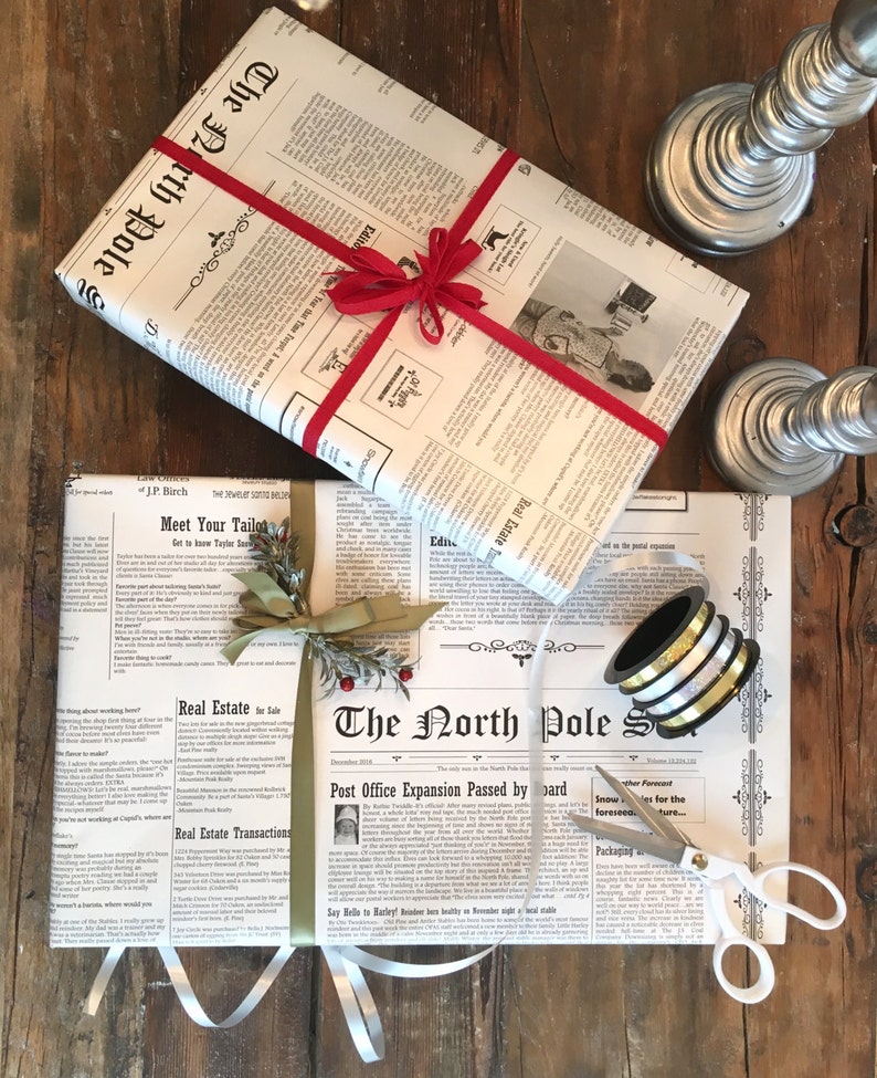 Newspaper Wrapping Paper Roll Cute Black and White North Etsy