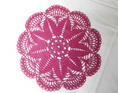Round fuchsia crochet doily (25cm or 9.84 quot ), tablecloth, home decoration, gift, table centrepiece, coffee tablecloth
