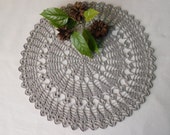 Round silver grey crochet tablecloth (32cm or 12.59 quot ), crochet table doily, Christmas gift, table centrepiece, coffee tablecloth