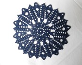 Round dark blue crochet doily (22cm or 8.66 quot ), crochet doily, Christmas gift, table centrepiece, coffee tablecloth