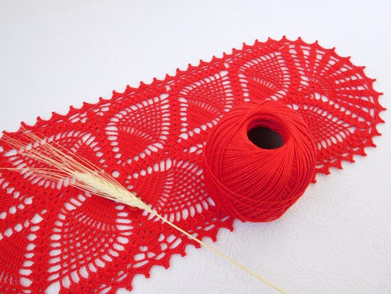 Chemin De Table Rouge X7 08 59x18cm Ou 23 22 Crochet