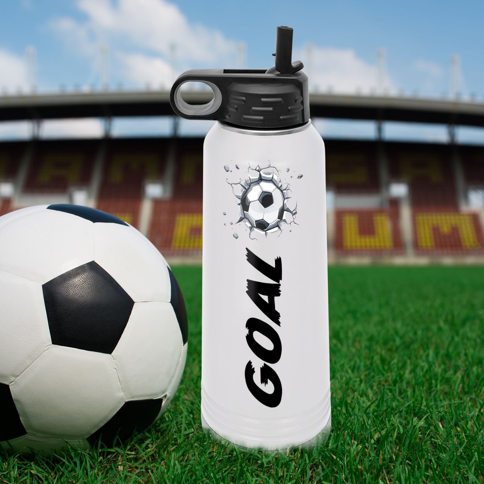 Soccer Water Bottle 32 Oz Sports Bottle Coach Gifts Etsy