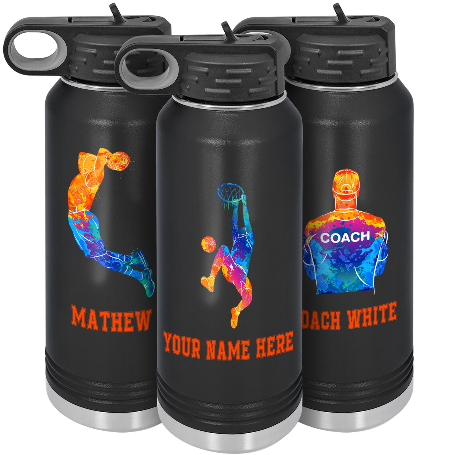 Personalized Basketball Water Bottles Custom Player Name Etsy