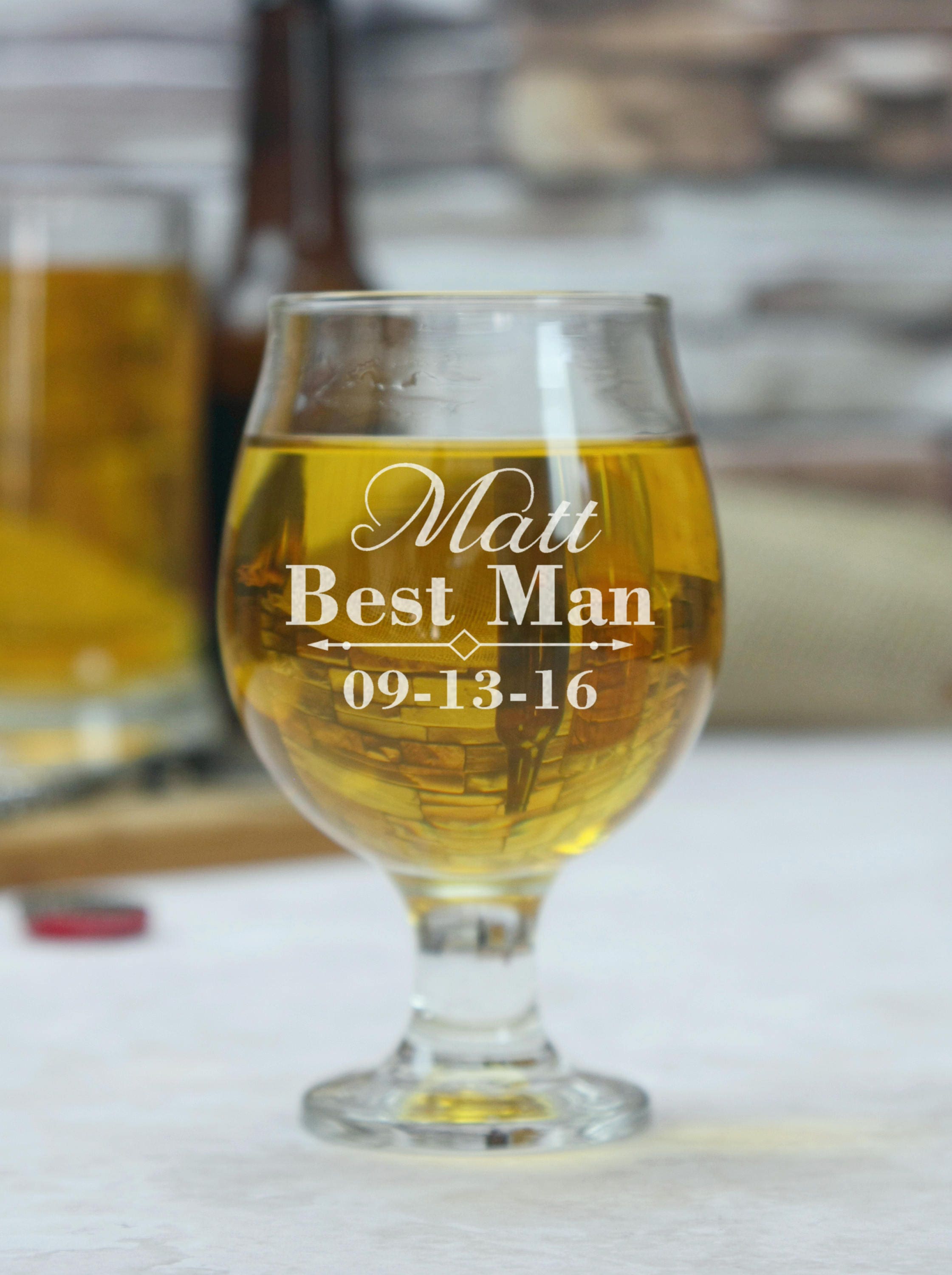 Belgian Beer Glass Groomsmen Tulip Glasses Personalized