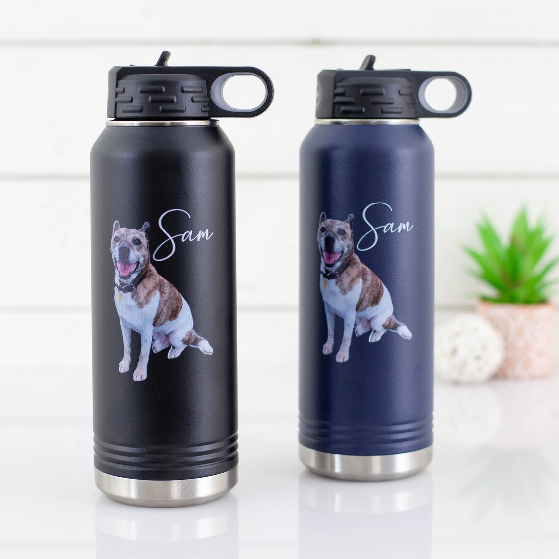 Personalized Water Bottle with Dog Picture Custom Pet Photo Etsy
