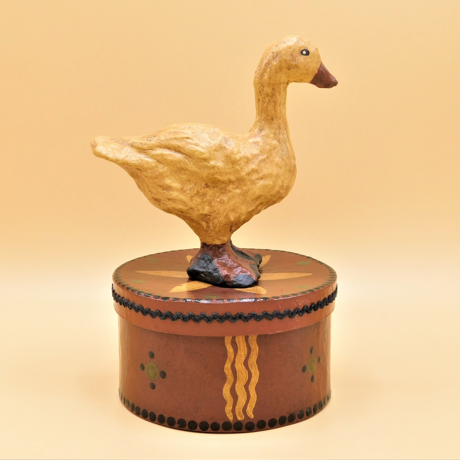 GOOSE BOX Primitive Paper Mache Vintage Folk Art Red Ware Etsy