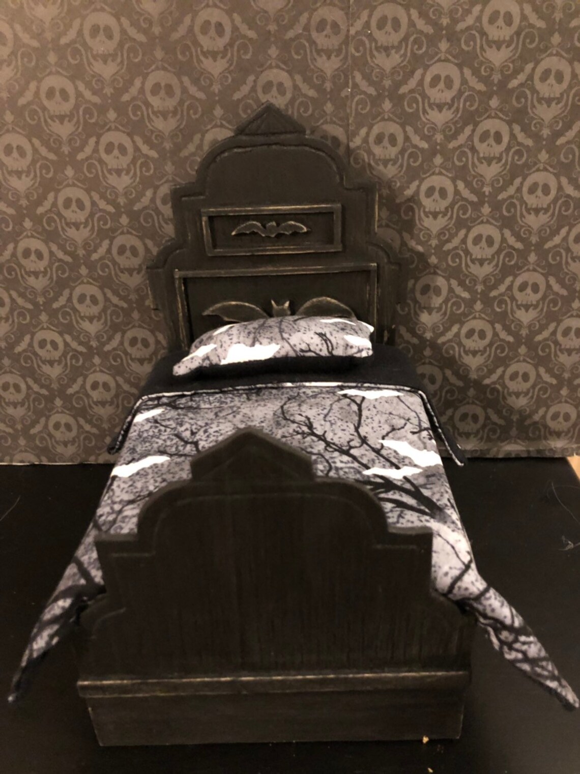 Gray Black and White Bat and Halloween Tree Doll Bedding 112 Etsy
