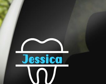 Tooth Monogram Decal, Personalized Dentist Hygienist Gift
