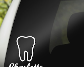Personalized Tooth Decal, Dental Hygienist Monogram, Dentist Gift