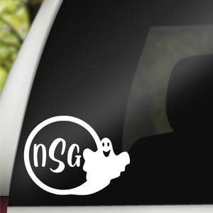 Halloween Monogram Decal, Halloween Decal, Spider Decal, Ghost Decal, Halloween Party Favor image 1