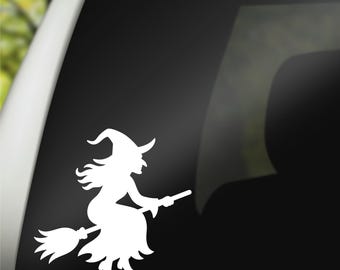 Halloween Witch Decal, Spooky Decal, Halloween Decor, Witches Broom Decal