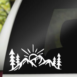 Mountain Sun Decal, Nature Lover Gift, Outdoor Decal, Tumbler Decal zdjęcie 1