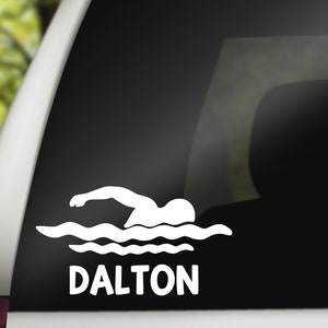 Swimmer Decal, Swim Coach Gift, Water Bottle Decal, Laptop Decal