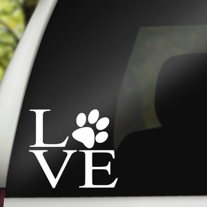 Love Paw Print Decal, Paw Print Decal, Animal Love Decal, Vinyl Pet Decal