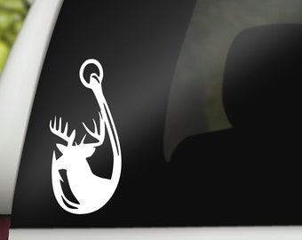 Antler Hook Decal, Duck Hunting Decal, Fish Hook Decal, Hunting Truck Decal