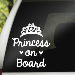 Princess on Board Car Decal, Baby on Board Decal, Crown Decal, Baby Shower Gift