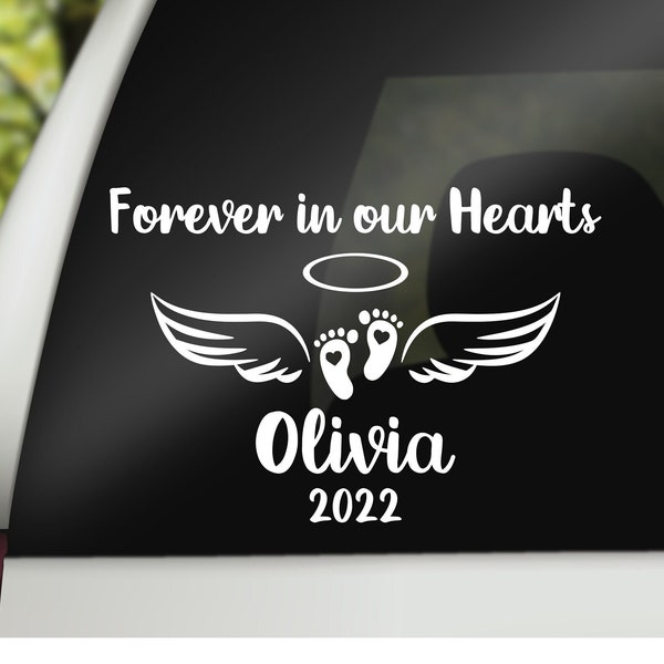 Angel Baby Memorial Decal, Infant Memorial, Baby Feet Decal, Remembrance Gift, Mourning Gift, Car Decal