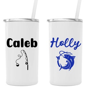 Fishing Tumbler with Straw, Fishing Theme Birthday, Kids Gift Under 15, Fishing Pole Gift