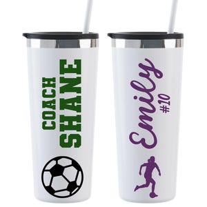 Personalized Soccer Tumbler, Soccer Mom Gift, Gift for Coach, Senior Night Gift