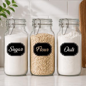 Pantry Label Set, Canister Labels, Kitchen Decals, Pantry Organization, House Warming Gift