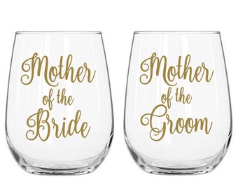 Mother of the Bride Decal, Mother of the Groom Decal, Gift for Mother, Wedding Decal, Wine Glass Decal