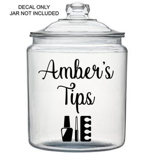 Nail Tech Tip Jar Decal, Manicurist Gift, Personalized Savings Decal