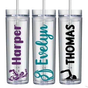 Swimmer Gift, Swim Tumbler, Swim Coach Gift, Swim Team Gift, Personalized Skinny Tumbler
