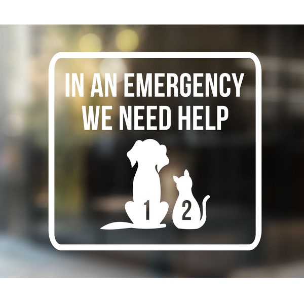 Pet Emergency Decal, In Case of Emergency, Pet Rescue Decal, Front Door Decal