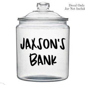 Kids Coin Bank Decal, Money Jar Decal, Savings Jar Decal, Piggy Bank Decal, Kids Gift Under 10