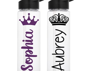 Princess Crown Water Bottle, Princess Party Favors, Princess Girly Tumbler