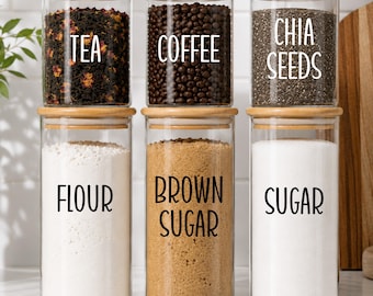 Custom Canister Decals, Pantry Jar Labels, Kitchen Organization