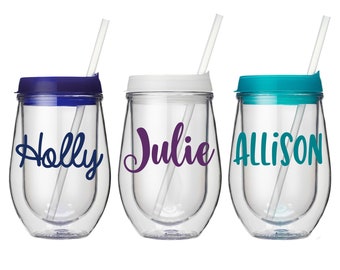 Personalized Wine To Go Cup, Name Wine Tumbler, Monogram Wine Gift, 21st Birthday Wine Cup, Bachelorette Party