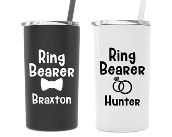 Ring Bearer Gift, Ring Bearer Tumbler, Bridal Party Cups, Ring Bearer Proposal, Kids Cup with Straw