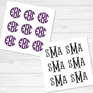 Monogram Decal Sheet, Monogram Bundle, Circle Monogram, Back to School Name Labels