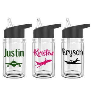 Airplane Kids Water Bottle With Straw Airplane Birthday Favors Airplane  Gifts for Kids Airplane Tumbler With Straw 10oz Water Bottles 