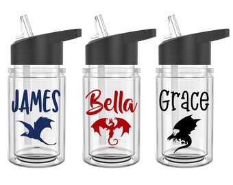 Dragon Water Bottle, Dragon Birthday Gift, Kids Gift Under 15, Kids Sports Bottle, Dragon Party Favor