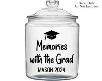 Graduation Wishes, Memories with the Grad, Personalized Jar Decal, Gifts for Grads, Graduation Advice, Teen Graduation Gift